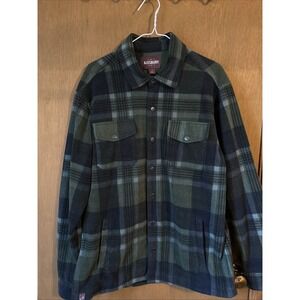 Alesbury Flannel Shirt Jacket Mens Large Black Green Plaid Shacket Fleece Lined